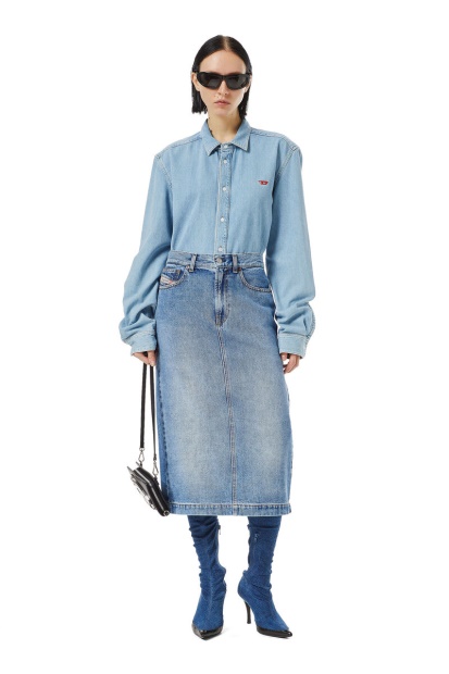 Medium Blue De-Ronny Pencil Skirt Diesel UK