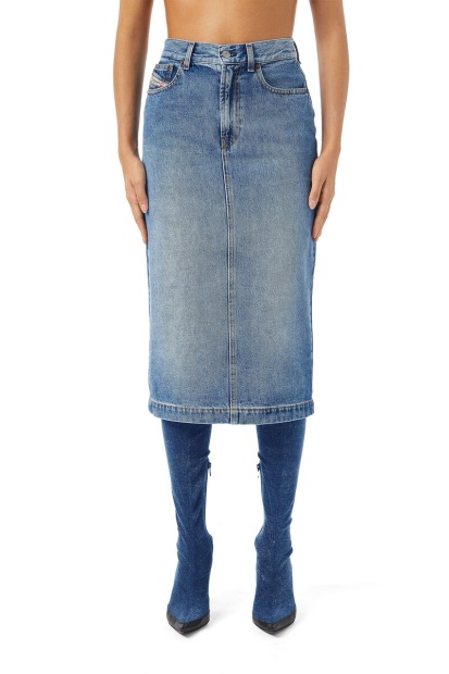 Medium Blue De-Ronny Pencil Skirt Diesel UK