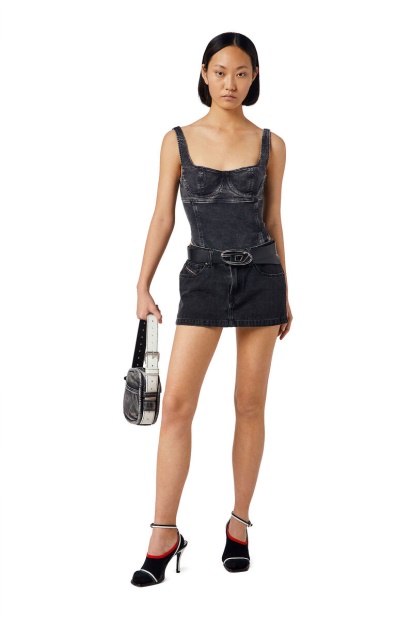 Diesel UK D-Gellert Track Denim Bodysuit Black/Dark Grey