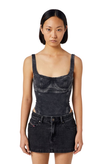 Diesel UK D-Gellert Track Denim Bodysuit Black/Dark Grey