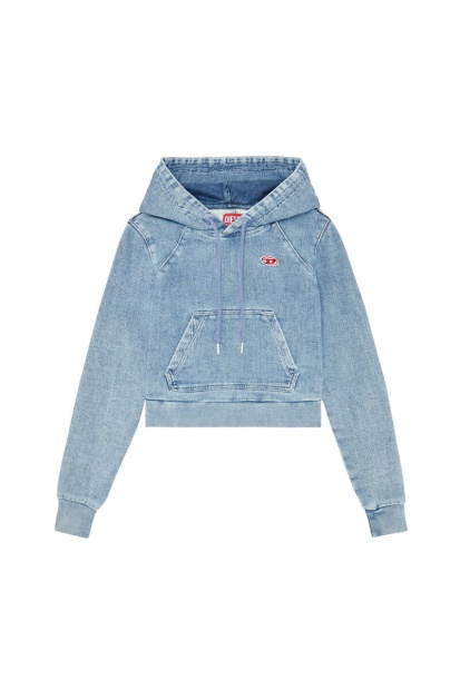 D-Angy Track Denim Hoodie Diesel UK In Light Blue