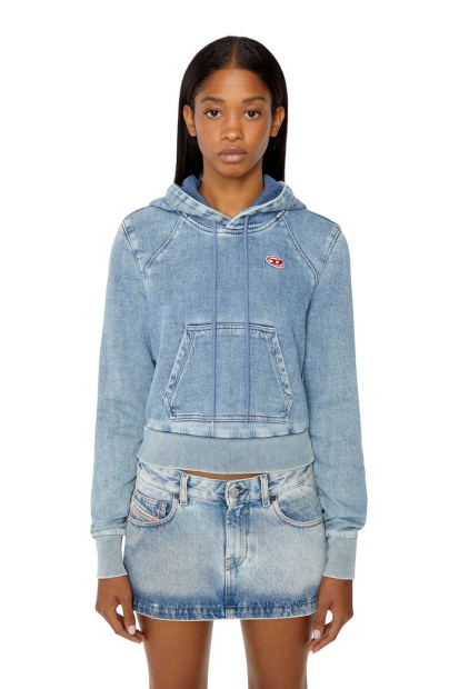 Diesel UK D-Angy Track Denim Hoodie Fashion Light Blue