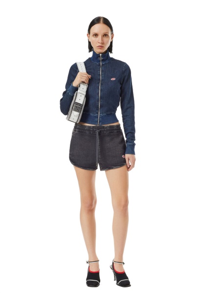 Diesel UK D-Sunny Track Denim Running Shorts Black/Dark Grey