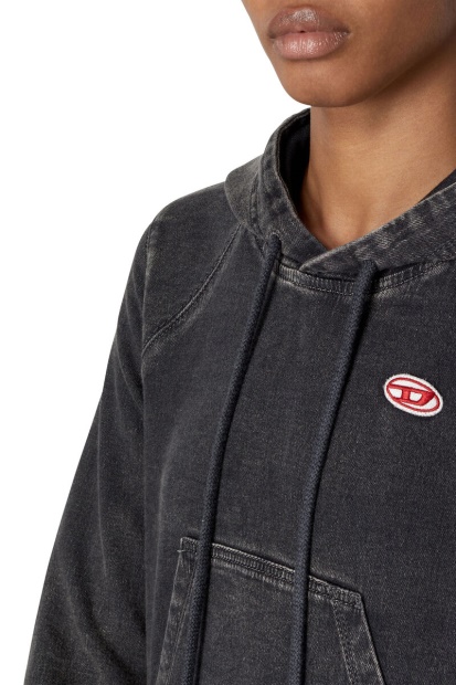 Diesel UK D-Angy Track Denim Hoodie In Black/Dark Grey