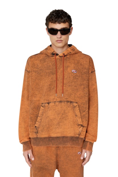 D-Um-Rib Track Denim Hoodie Diesel UK Orange