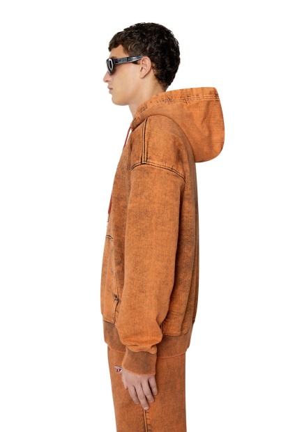 D-Um-Rib Track Denim Hoodie Diesel UK Orange