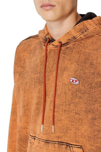 D-Um-Rib Track Denim Hoodie Diesel UK Orange