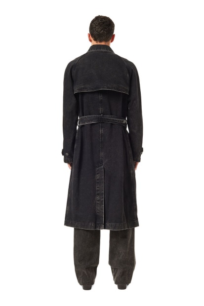 D-Delirious Double Breasted Trench Coat Diesel UK Black/Dark Grey