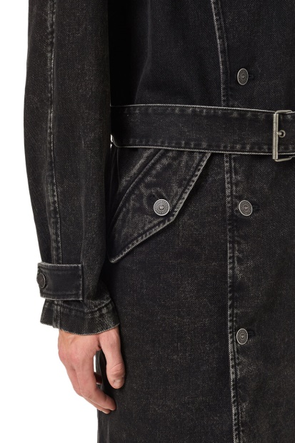 D-Delirious Double Breasted Trench Coat Diesel UK Black/Dark Grey