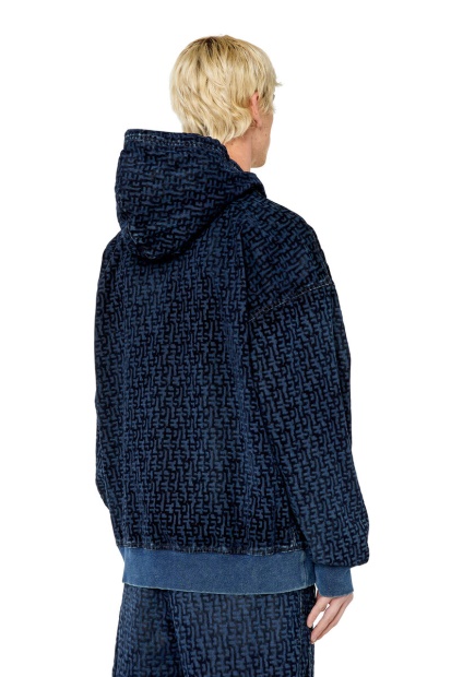 D-Um-Rib Track Denim Hoodie Diesel UK Dark Blue