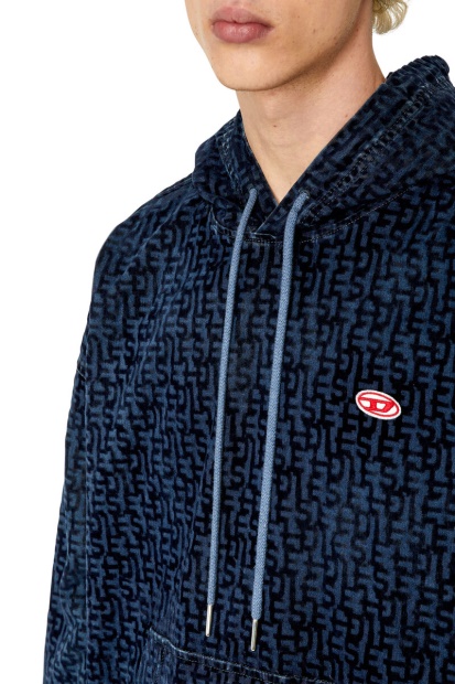 D-Um-Rib Track Denim Hoodie Diesel UK Dark Blue