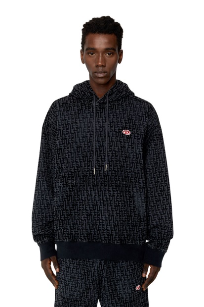 Black Diesel UK D-Um-Rib Track Denim Hoodie