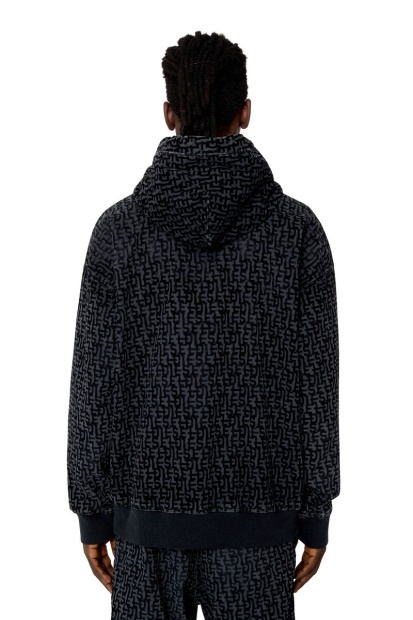 Black Diesel UK D-Um-Rib Track Denim Hoodie