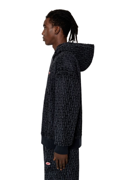 Black Diesel UK D-Um-Rib Track Denim Hoodie