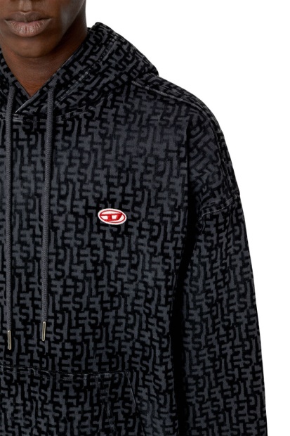 Black Diesel UK D-Um-Rib Track Denim Hoodie