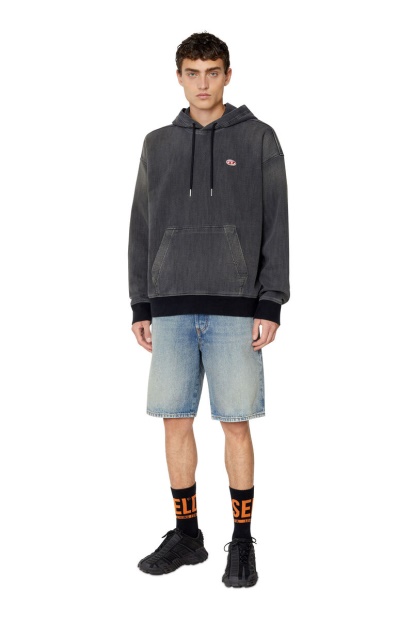 Diesel UK D-Um-Rib Track Denim Hoodie Black