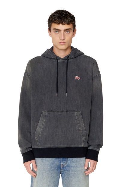 Diesel UK D-Um-Rib Track Denim Hoodie Black