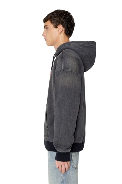 Diesel UK D-Um-Rib Track Denim Hoodie Black