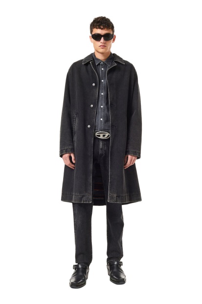 Diesel UK D-Roku-Long Car Coat Black/Dark Grey