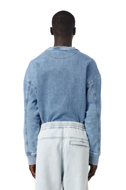Diesel UK D-Krib Track Denim Sweatshirt Light Blue