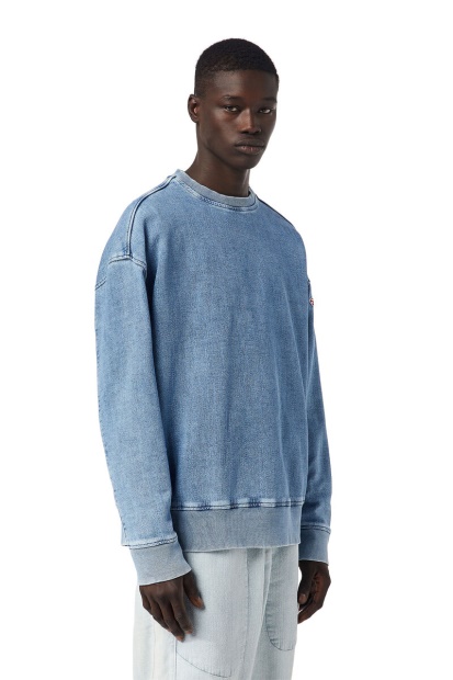 Diesel UK D-Krib Track Denim Sweatshirt Light Blue