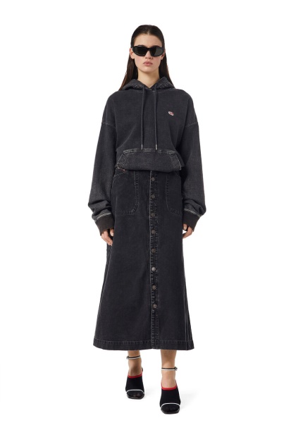 De-Albus-L A-Line Long Skirt Diesel UK Black/Dark Grey