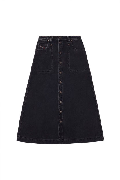 De-Albus-L A-Line Long Skirt Diesel UK Black/Dark Grey