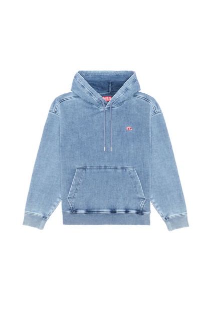 Diesel UK Fashion Light Blue D-Um-Rib Track Denim Hoodie