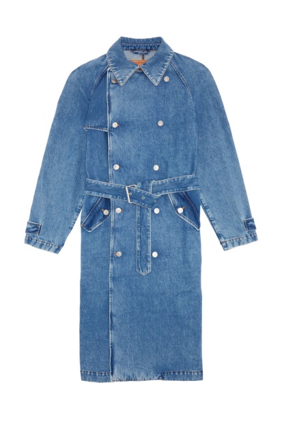 D-Delirious Double Breasted Trench Coat Diesel UK In Medium Blue