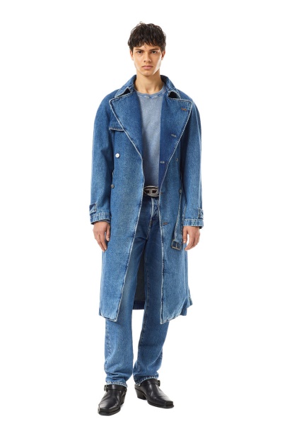 Diesel UK D-Delirious Double Breasted Trench Coat Medium Blue