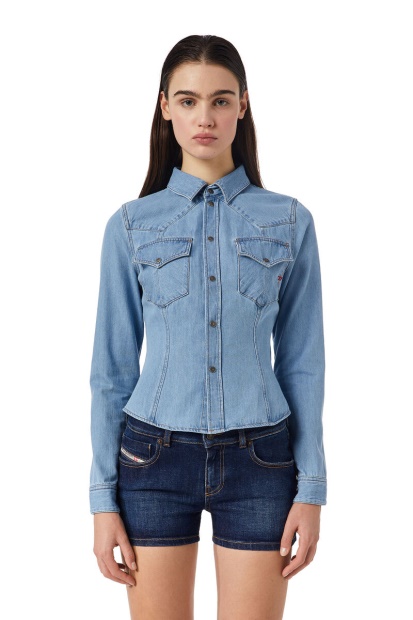 Medium Blue De-Rin Western Shirt Diesel UK
