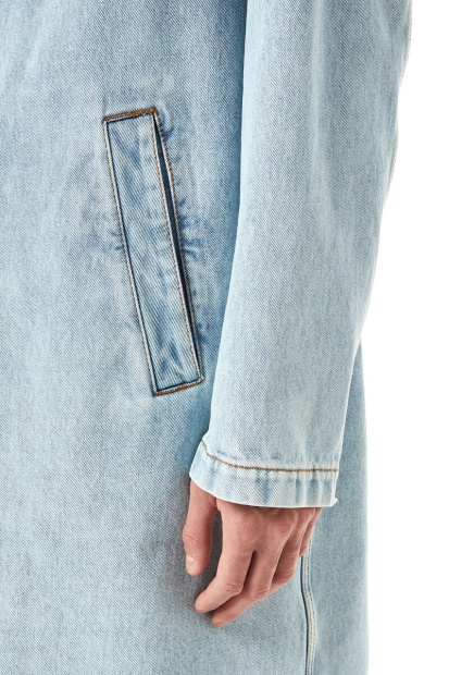 Diesel UK D-Roku-Long Car Coat Light Blue