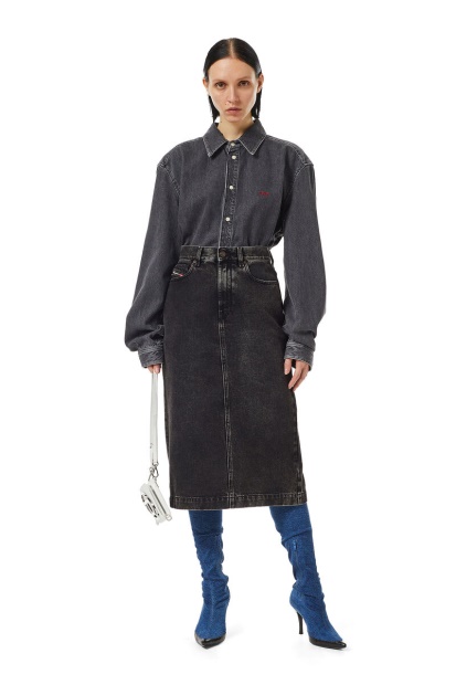 Diesel UK De-Ronny Pencil Skirt Black/Dark Grey