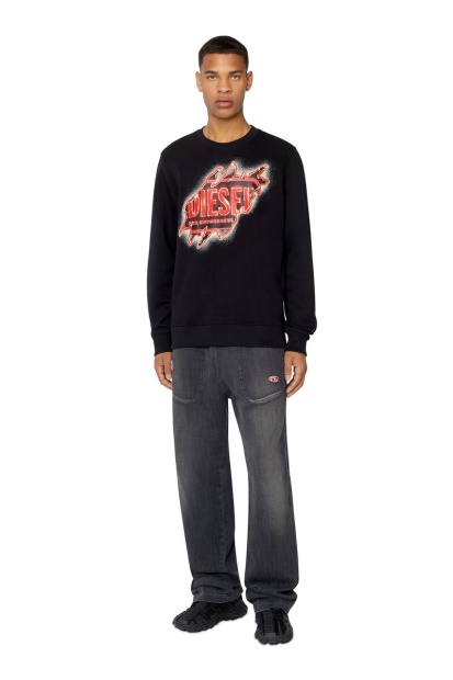 Black/Dark Grey Diesel UK D-Martians Track Denim 09E30 Straight