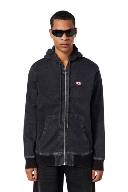 D-Gir Track Denim Hoodie Diesel UK Black/Dark Grey