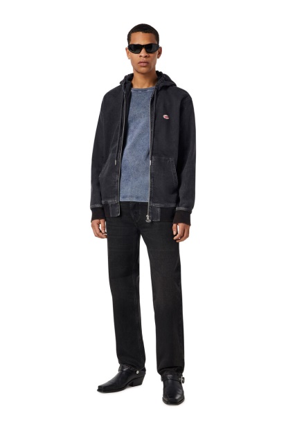 Black/Dark Grey Diesel UK D-Gir Track Denim Hoodie