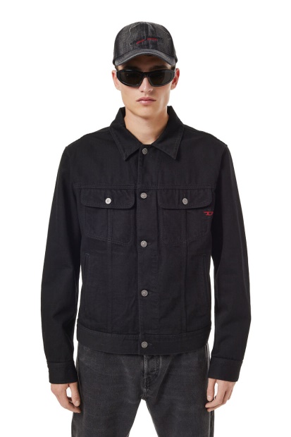 Diesel UK D-Barcy Trucker Jacket In Black/Dark Grey