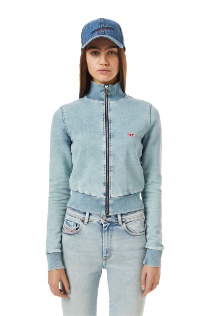 Diesel UK D-Emy Track Denim Sweatshirt In Light Blue