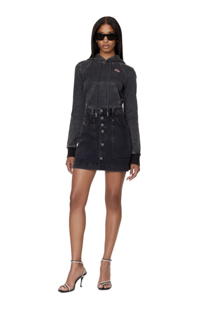 Diesel UK Black/Dark Grey De-Albus A-Line Skirt