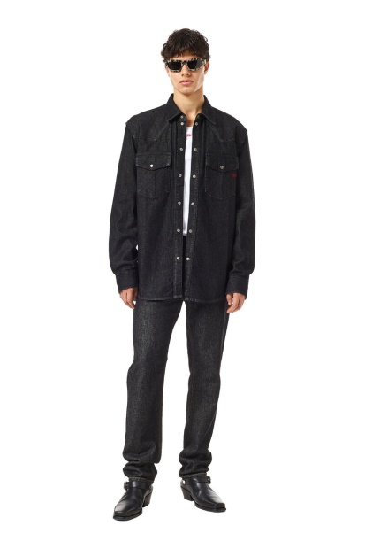 Diesel UK D-Ocean Western Shirt In Black/Dark Grey