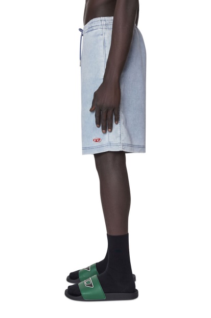 D-Boxy Track Denim Shorts Diesel UK Light Blue