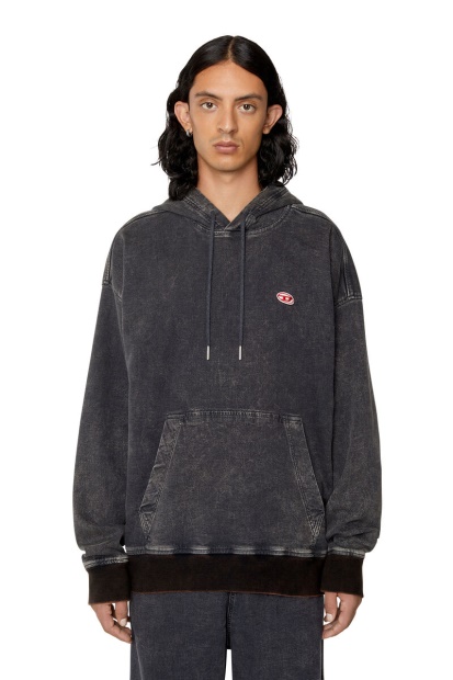 Black/Dark Grey D-Um-Rib Track Denim Hoodie Diesel UK