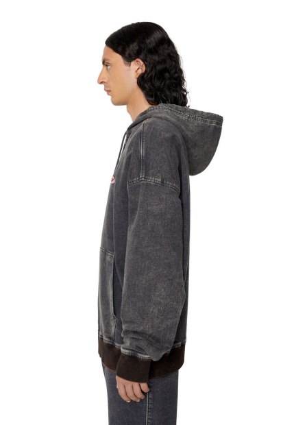 Diesel UK D-Um-Rib Track Denim Hoodie Black/Dark Grey