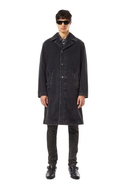 D-Roku-Long Car Coat Diesel UK Black/Dark Grey