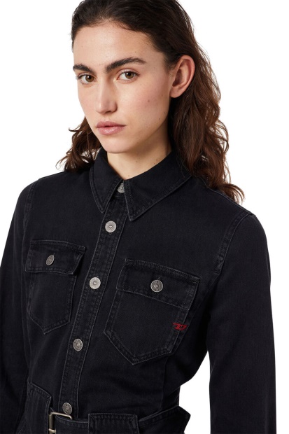 De-Minty Belted Mini-Dress Diesel UK Black/Dark Grey