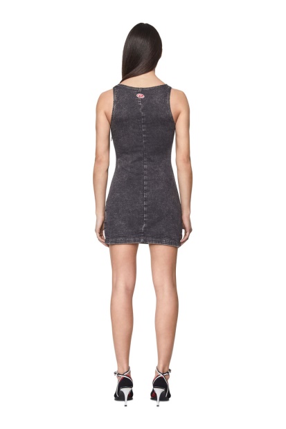 Black/Dark Grey Diesel UK D-Venus Track Denim Tank Dress