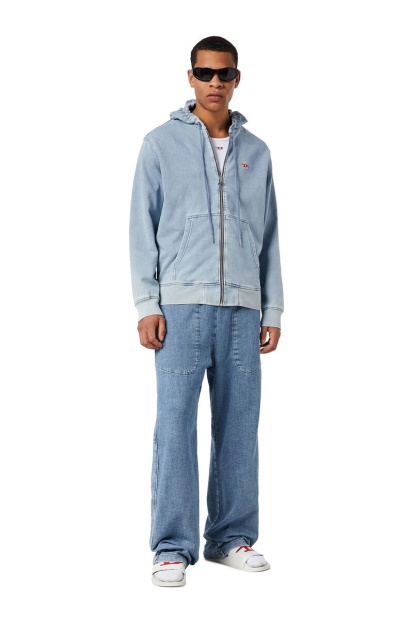 Light Blue D-Gir Track Denim Hoodie Diesel UK