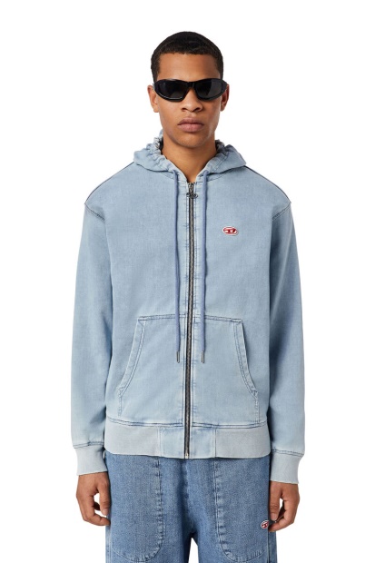 Light Blue D-Gir Track Denim Hoodie Diesel UK