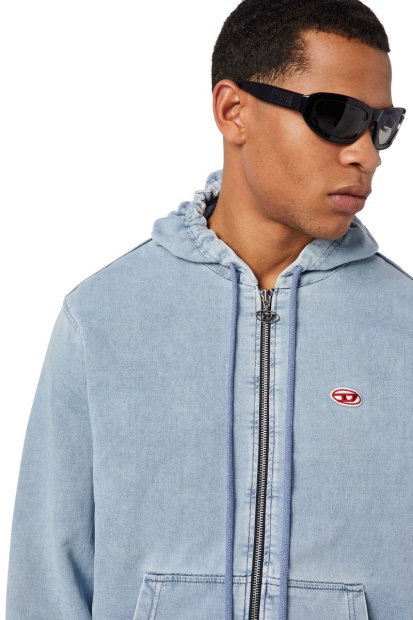 D-Gir Track Denim Hoodie Diesel UK Light Blue
