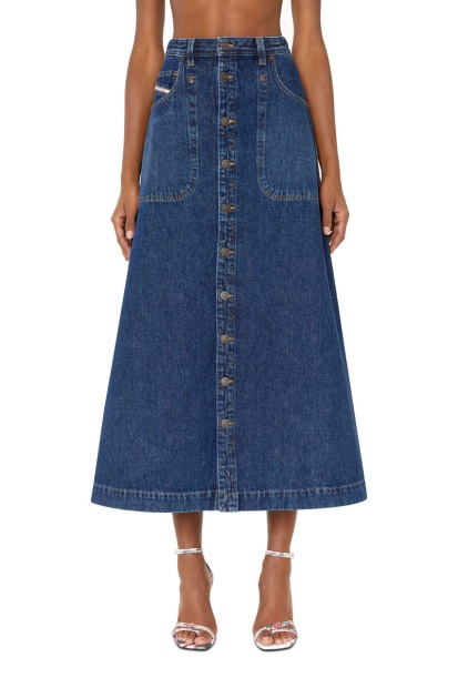 De-Albus-L A-Line Long Skirt Diesel UK Dark Blue
